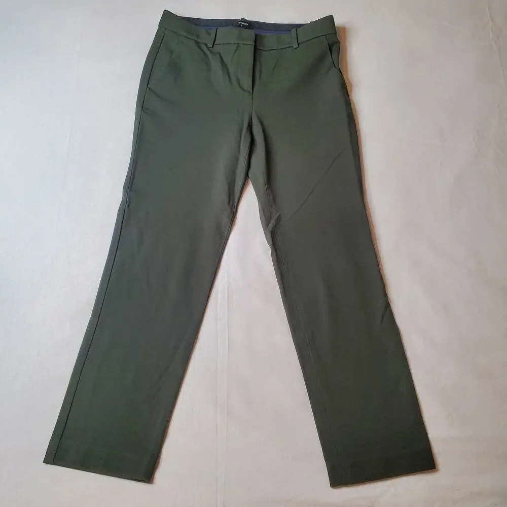 Theory Women's Size 4 Treeca K Oxford Knit Straight Pants Green